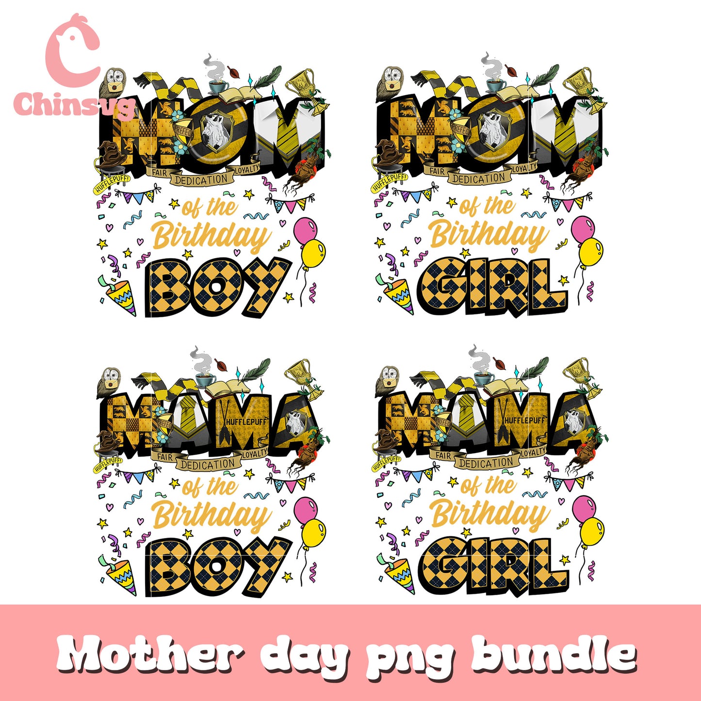 Mom of the birthday boy Hufflepuff bundle png, harry potter logo png