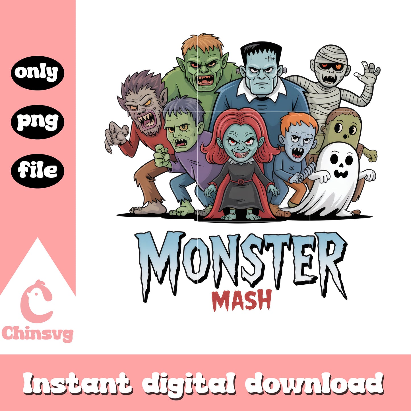 Monster mash characters cartoon design png, monster mash png