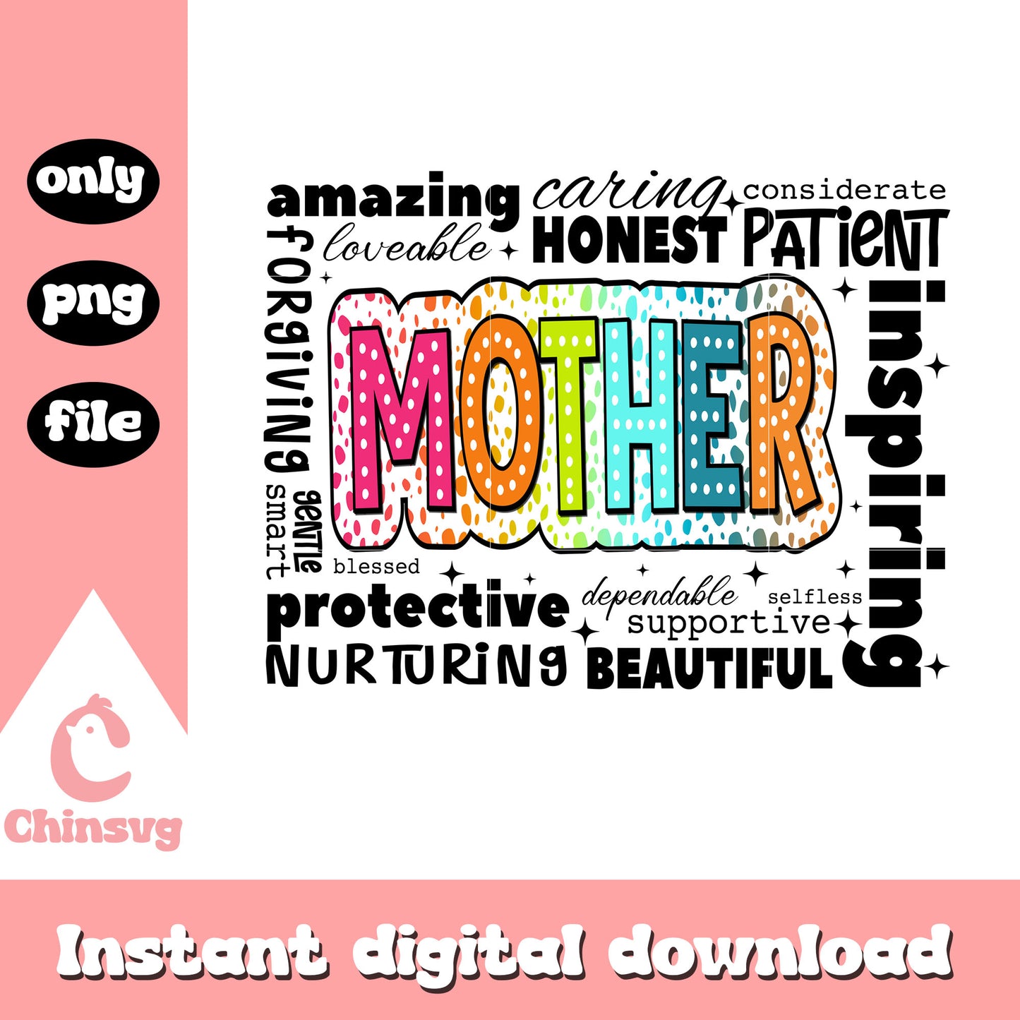Mother colorful quotes png, font design png, quotes png