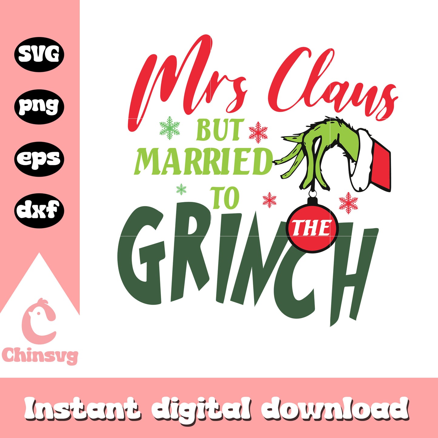 Mrs Claus but married to the grinch christmas svg, grinch hand svg