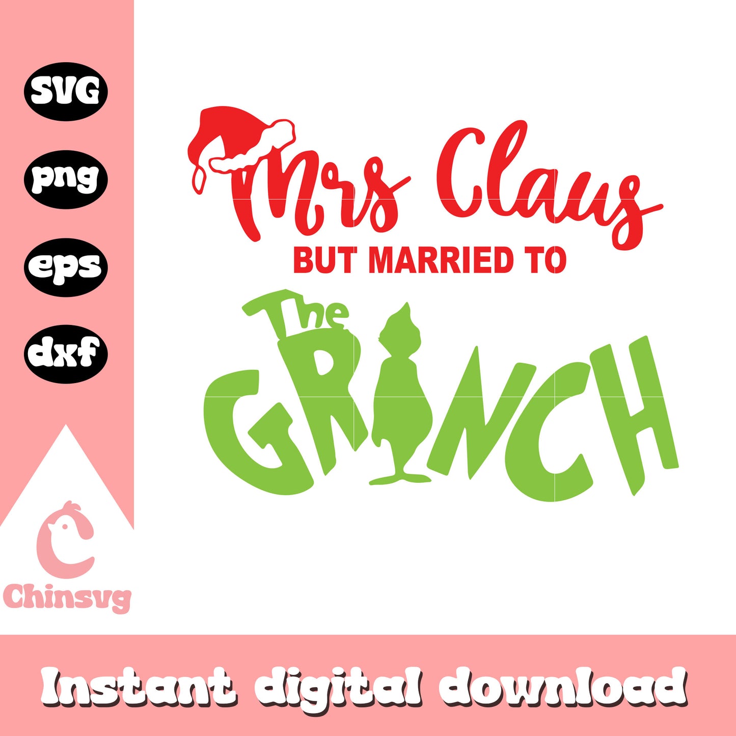 Mrs claus but married to the grinch logo svg, the grinch cartoon svg