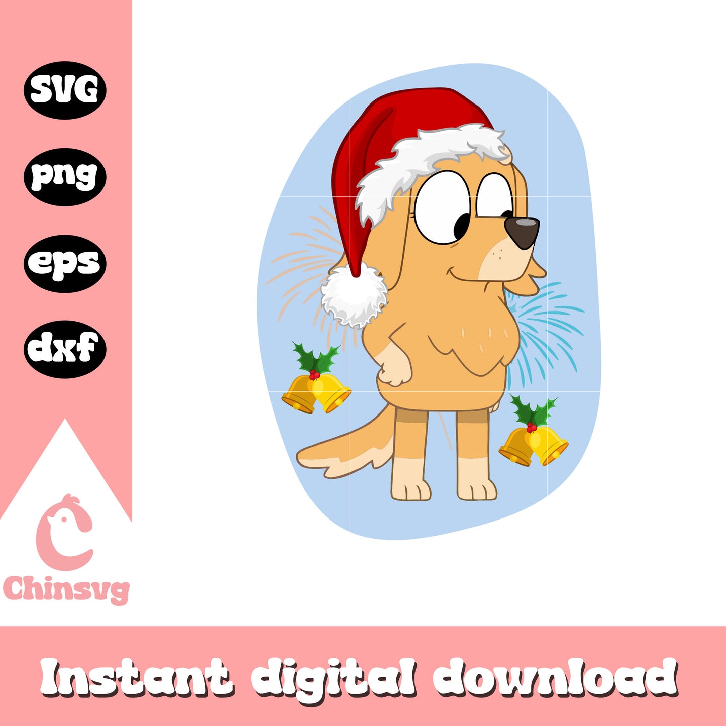 Mrs retriever santa hat merry christmas svg, christmas bluey svg