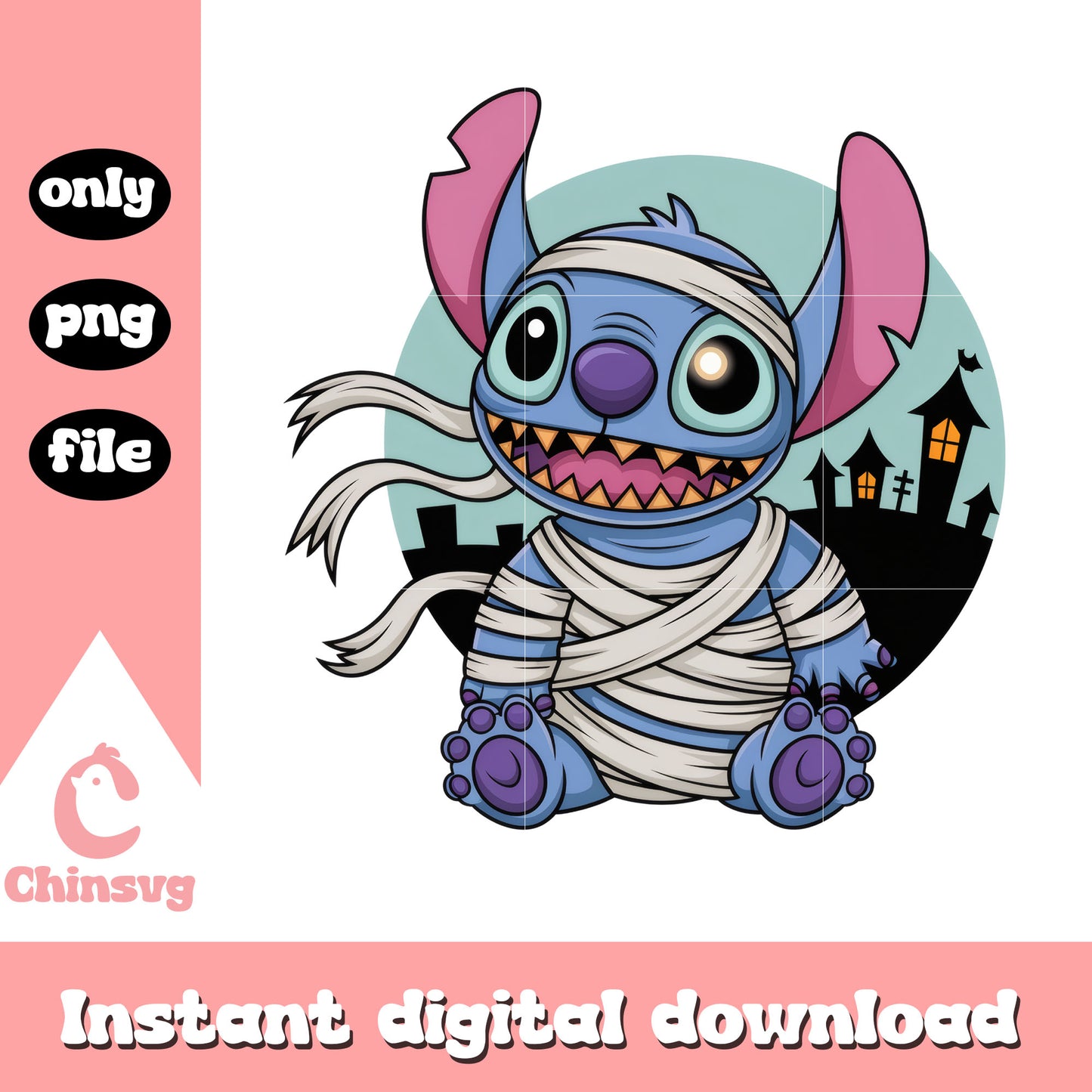 Mummy stitch happy halloween design png, stitch halloween png