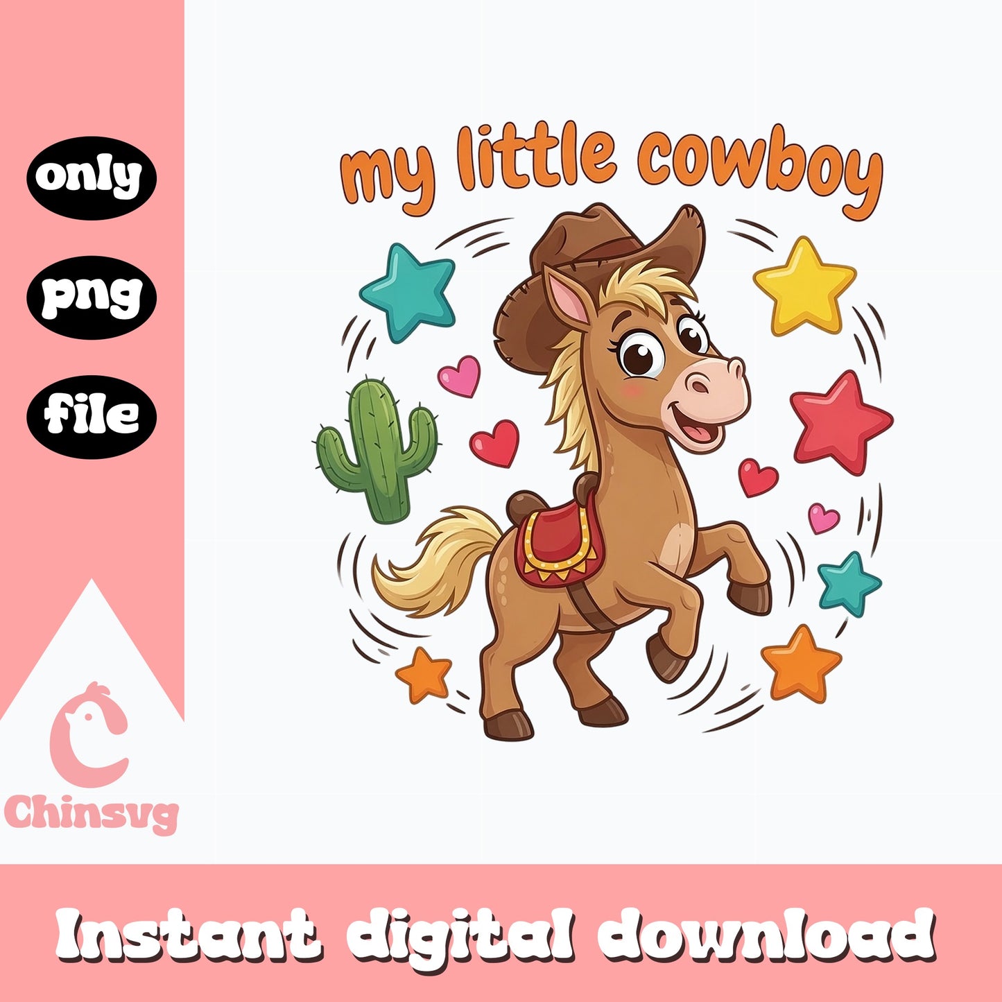 My Little Cowboy PNG, Cute Horse Cowboy PNG, Western Baby PNG