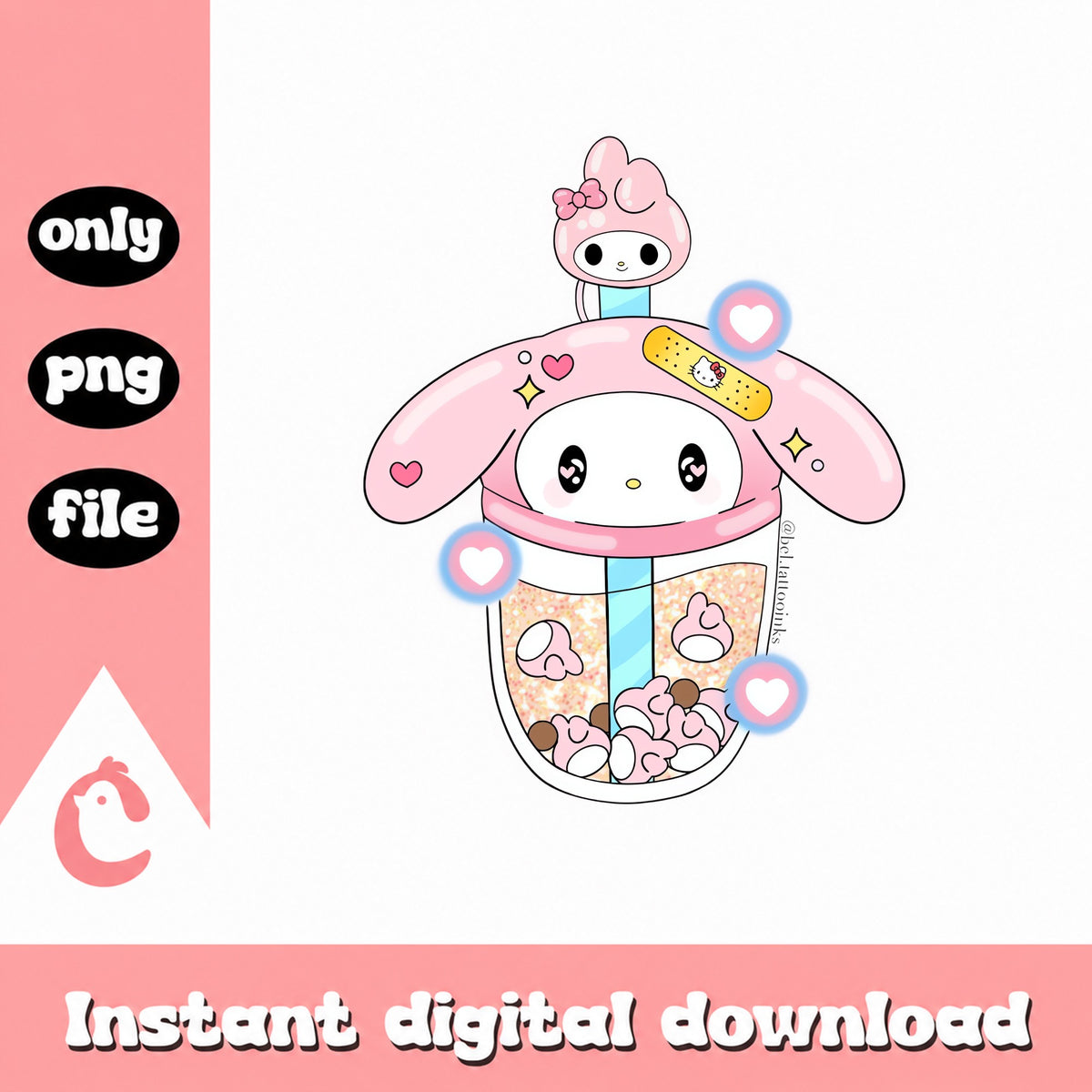 My Melody Boba Cup PNG, Sanrio Character Clipart, Kawaii PNG