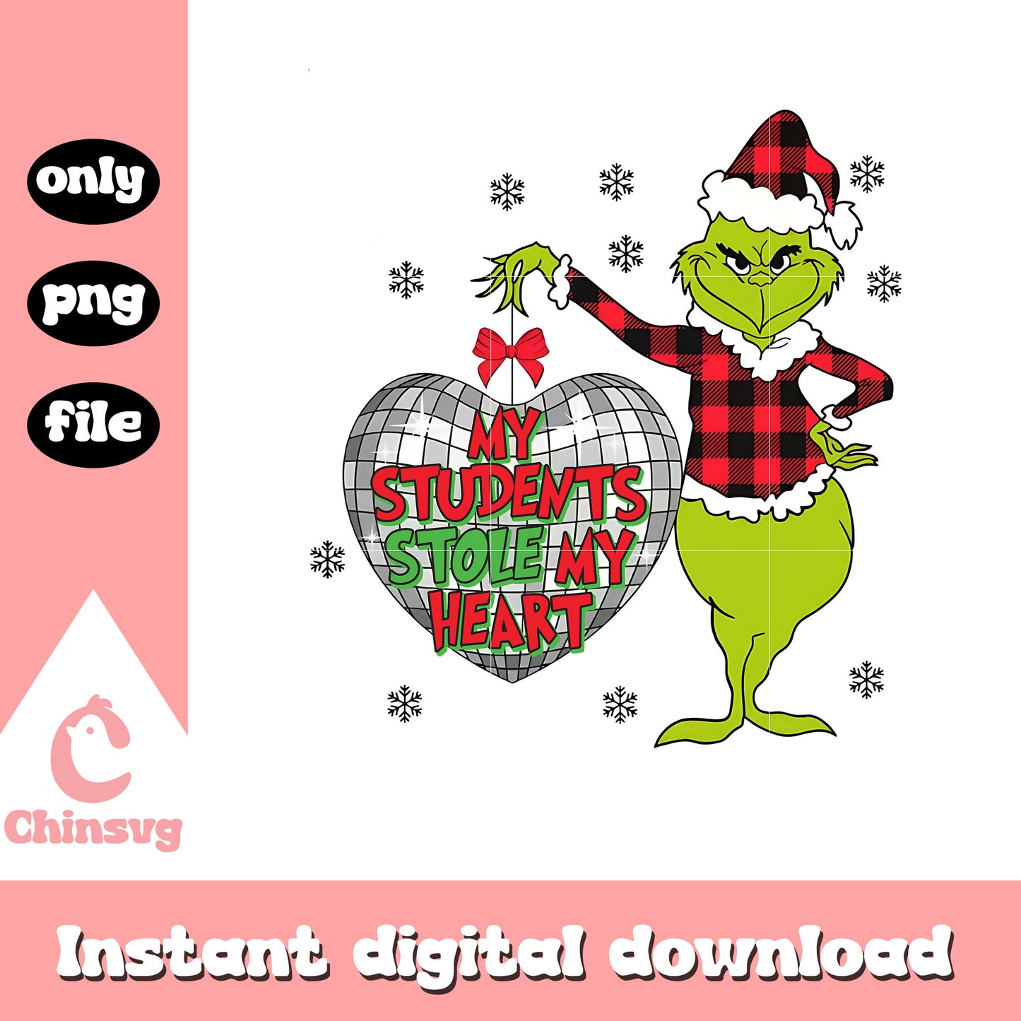 My students stole my heart grinch buffalo plaid png, grinch png