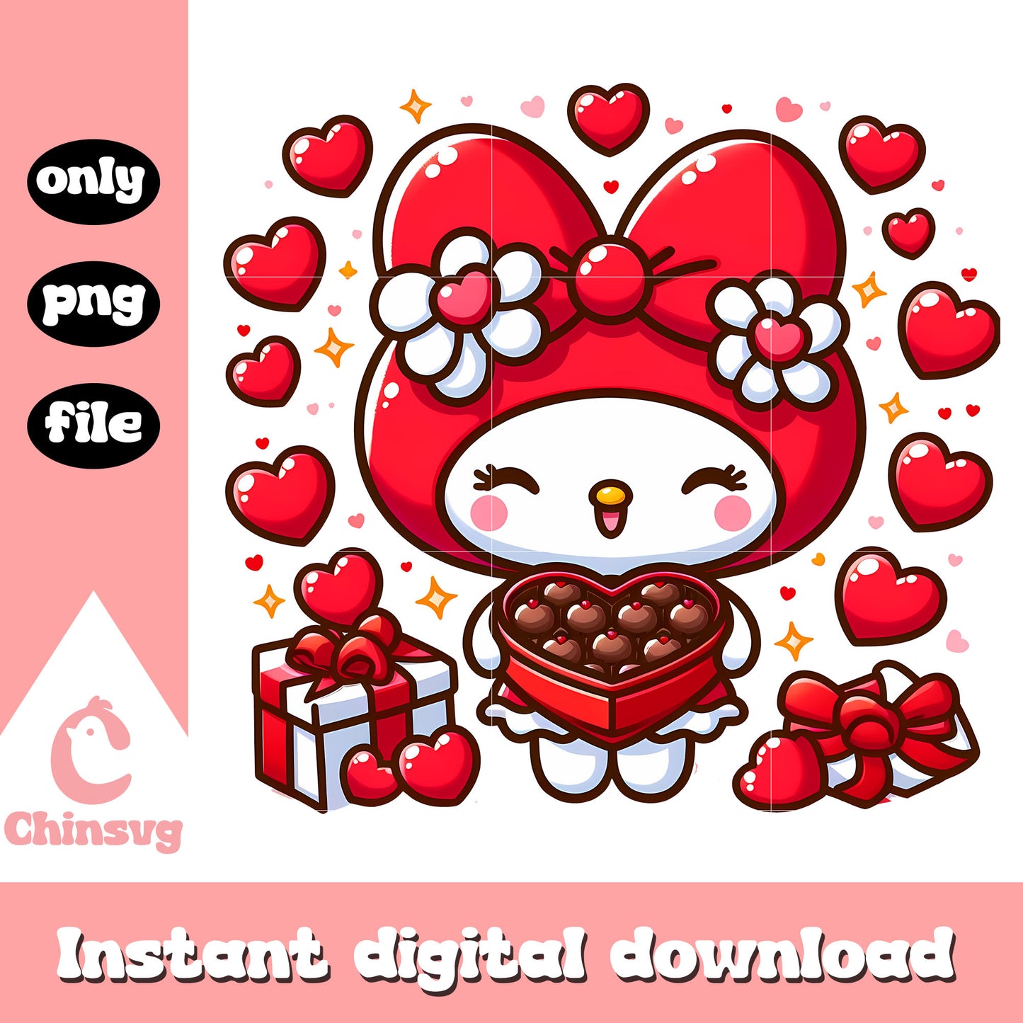 My melody and valentine chocolate png, valentine day png