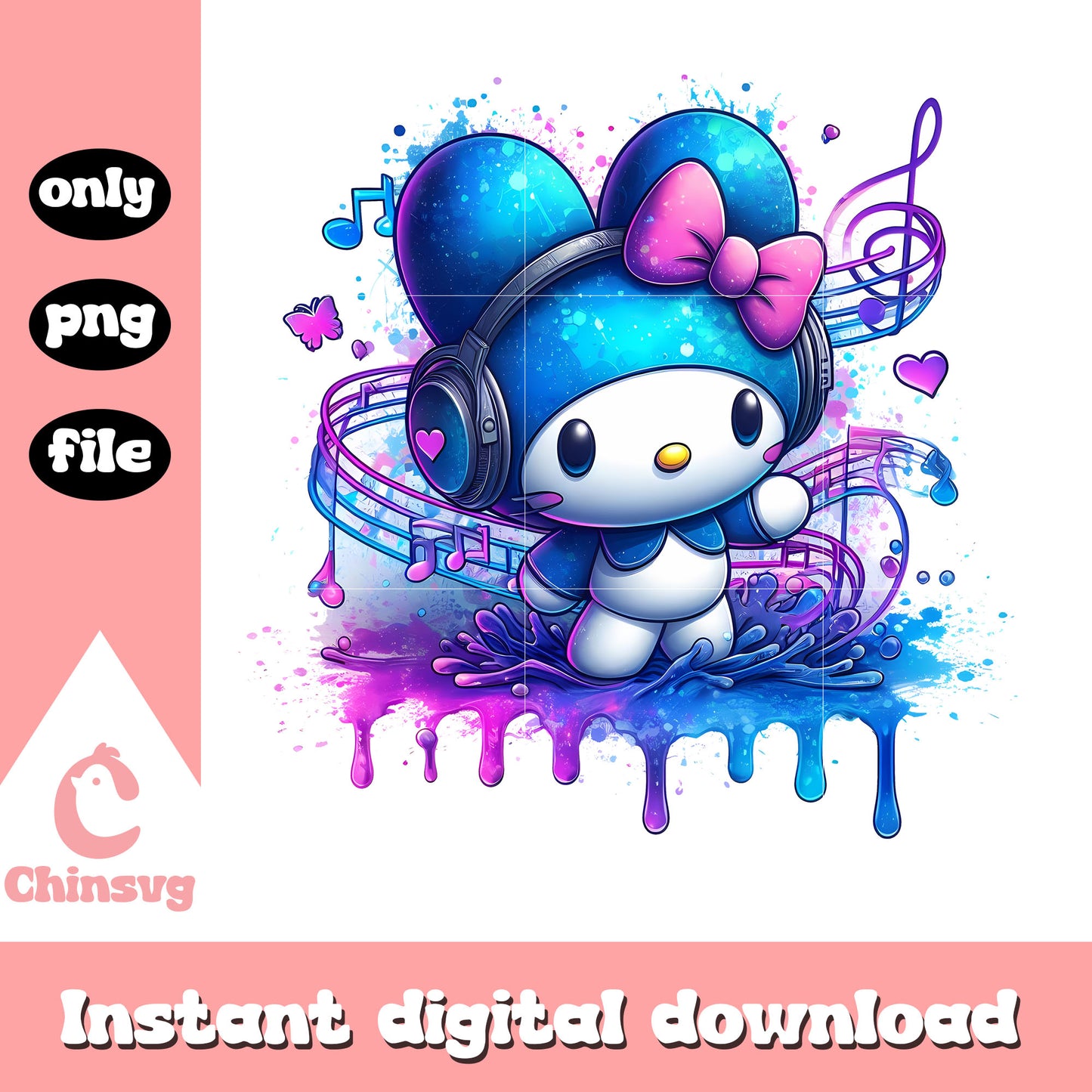 My melody colorful character png, sanrio melody character png