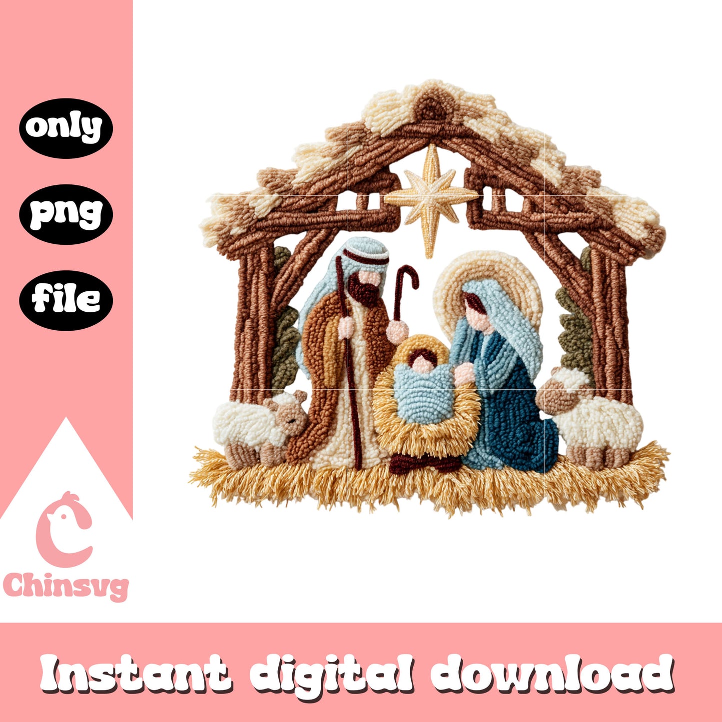 Nativity wall art christmas patchwork png, christmas day png