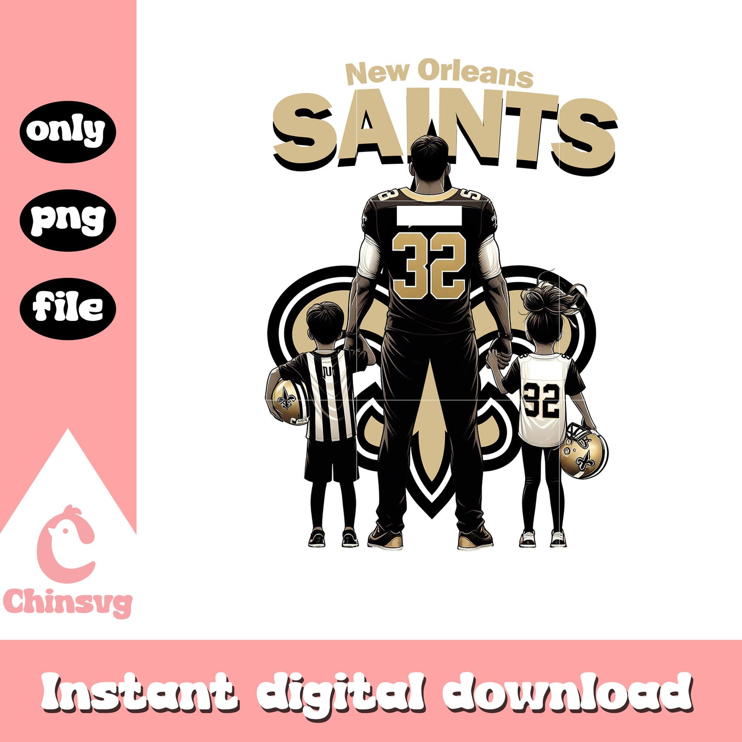 New Orleans Saints team dad png, football nfl png