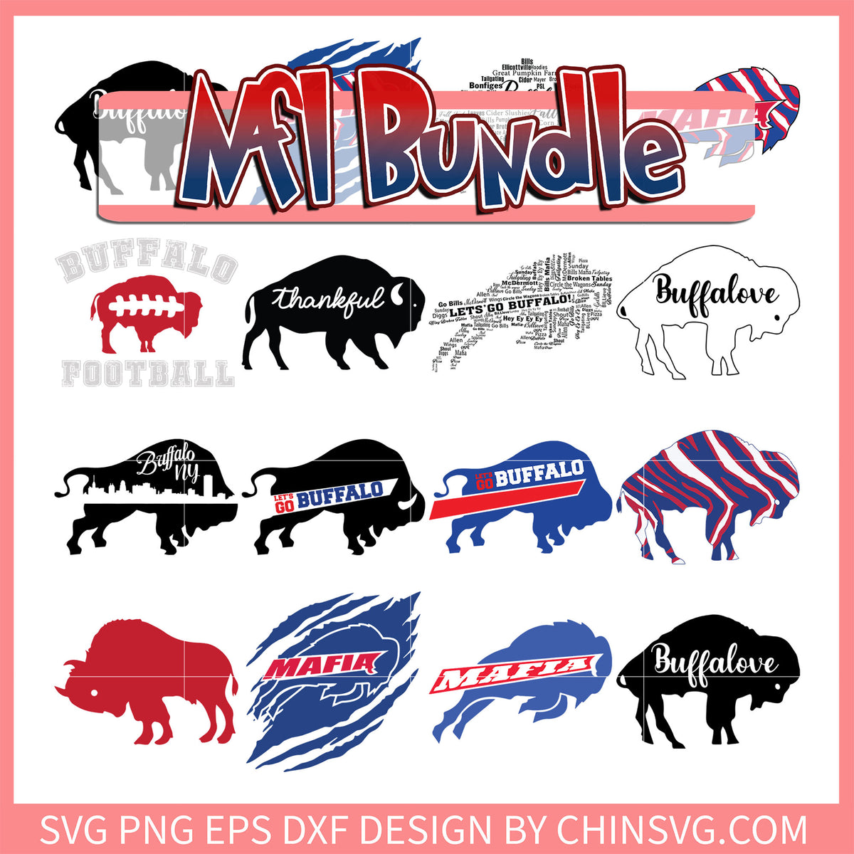Nfl Buffalo Bills mascot bundle svg, nfl schedule today svg