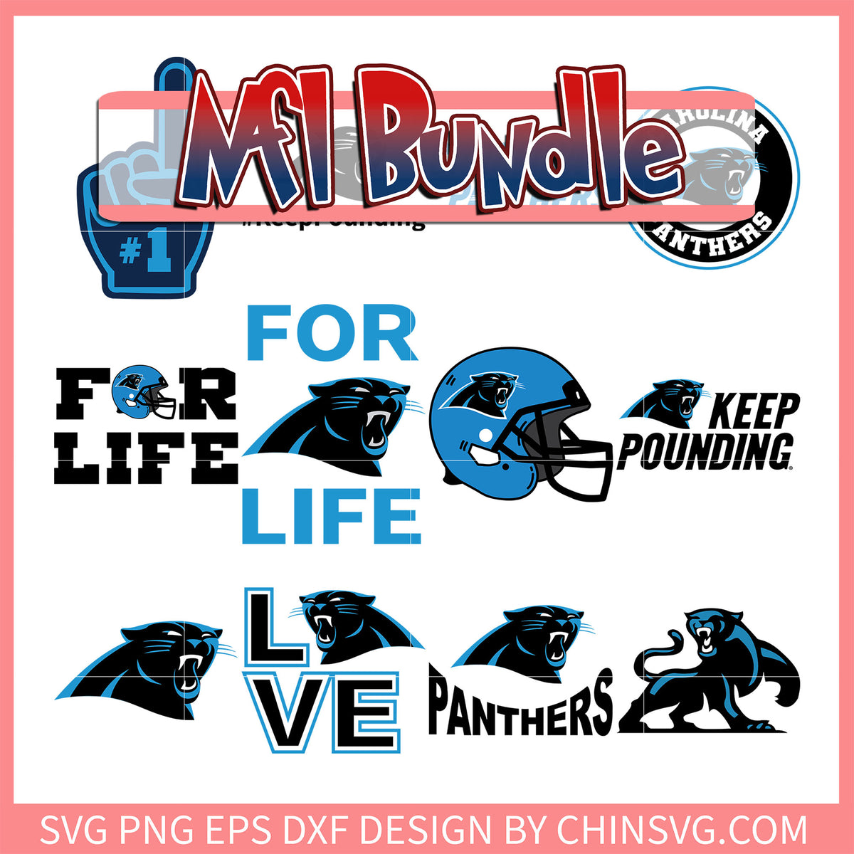 Nfl Carolina Panthers for life bundle svg, nfl schedule 2024 svg