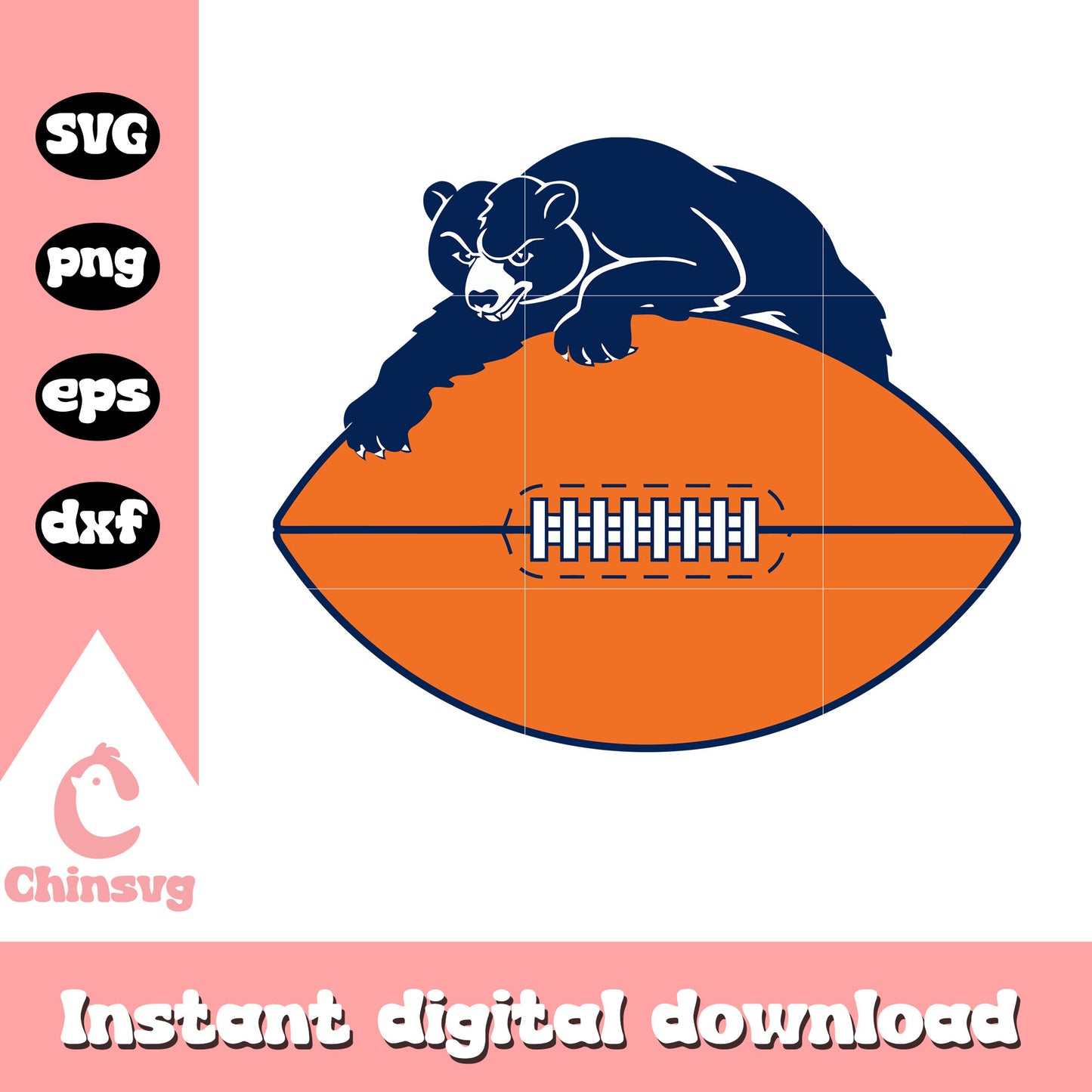 Nfl chicago bears bear and ball svg, chicago bears football images svg