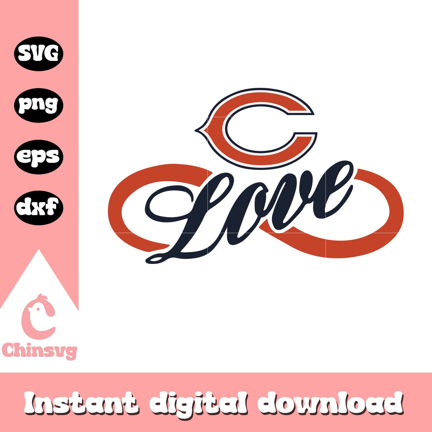 Nfl chicago bears c love svg, chicago bears logo colors svg