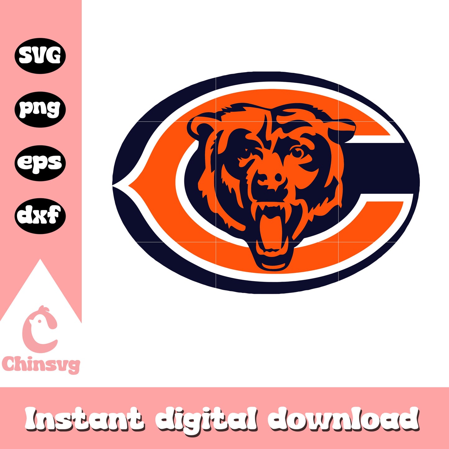 Nfl chicago bears sport team logo design svg, chicago bear logo svg