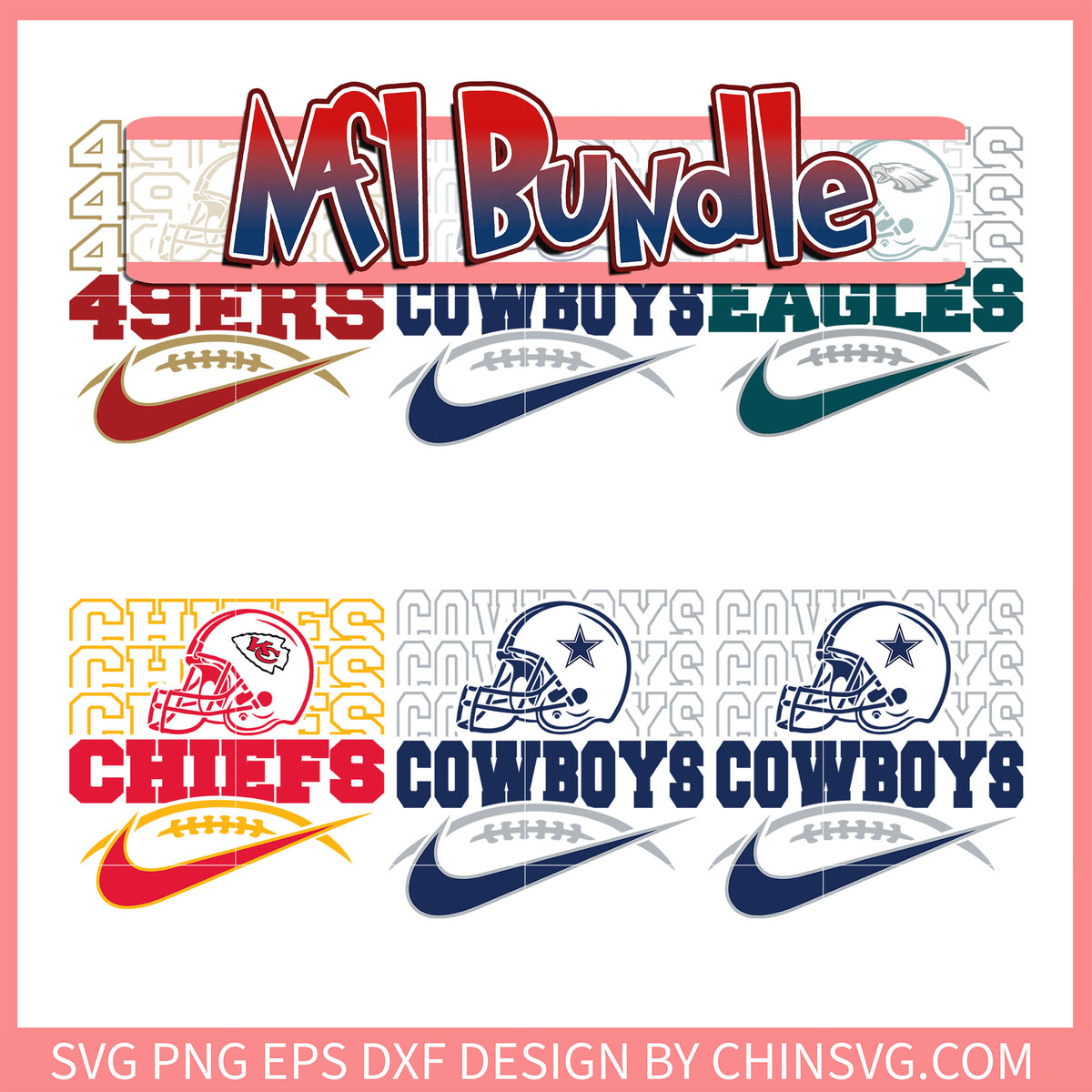Nfl football logo nike design bundle svg, 2024 nfl draft svg