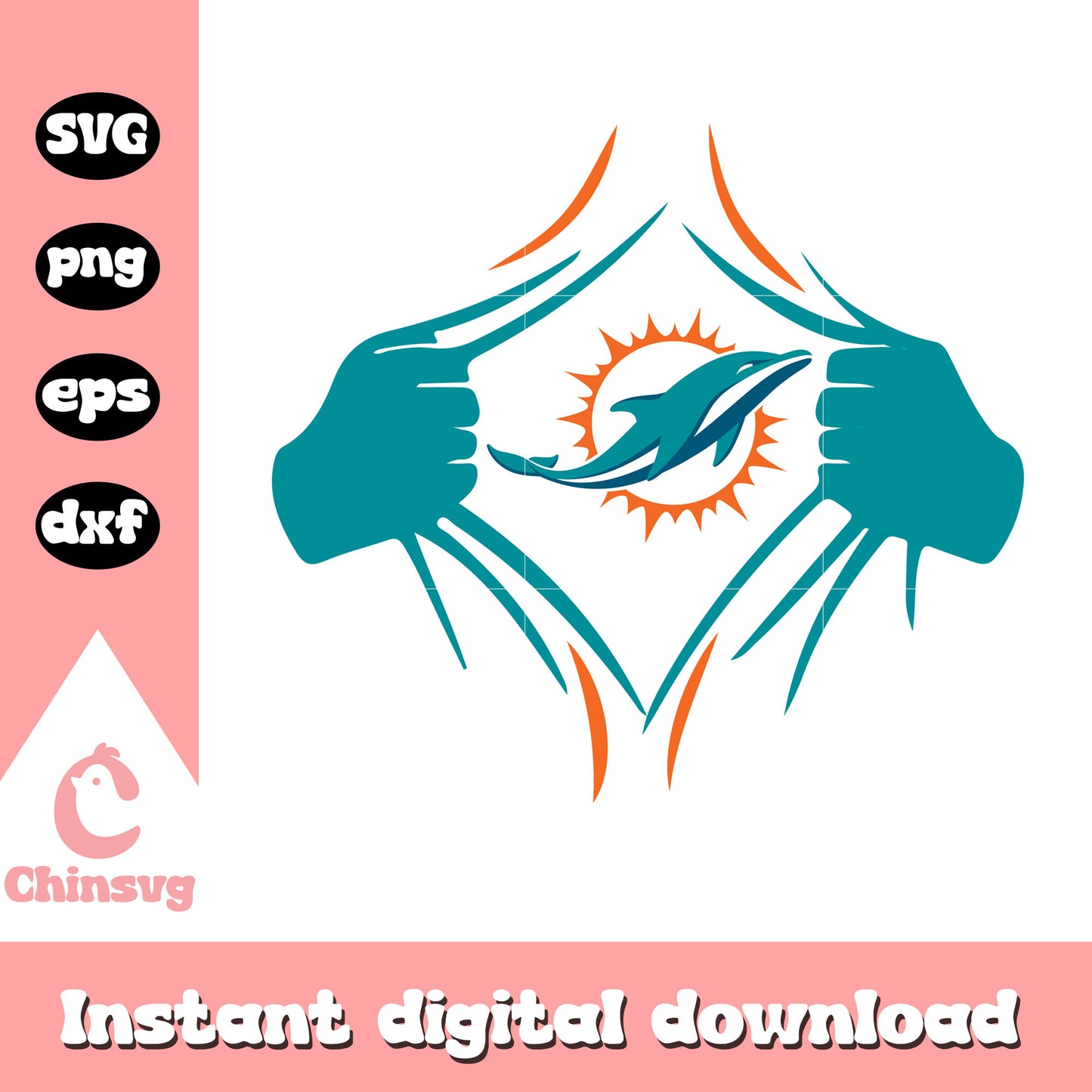 Nfl football miami dolphins logo in my heart design svg, nfl dolphins svg