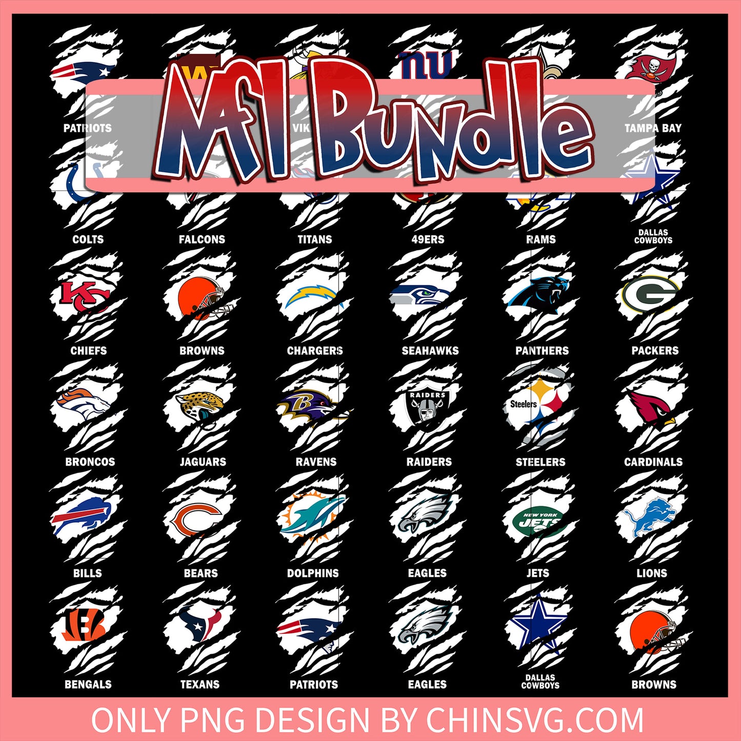 Nfl logo scratch design bundle png, nfl football png, nfl logo png