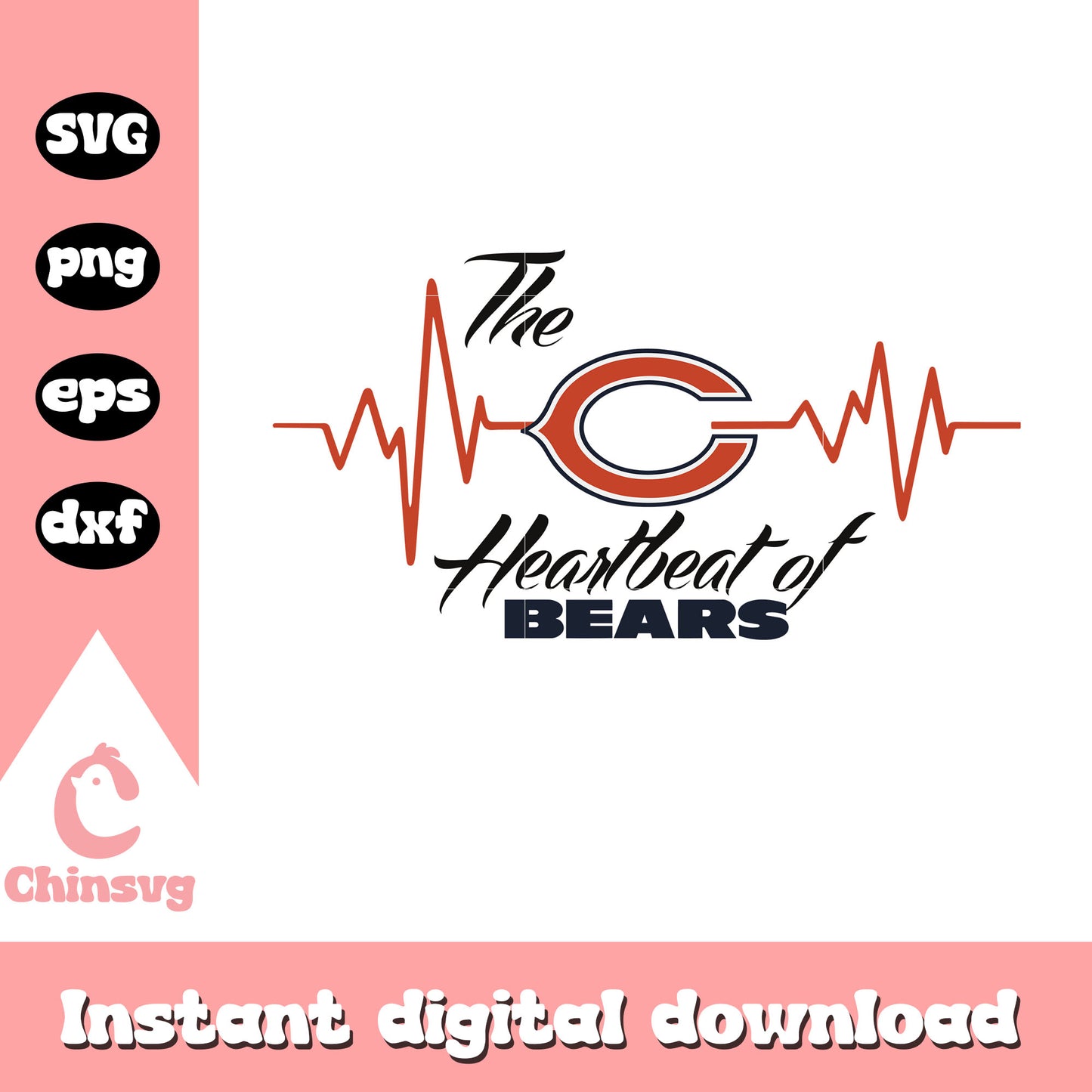 Nfl the heartbeat of chicago bears design svg, pictures of chicago bears logo svg