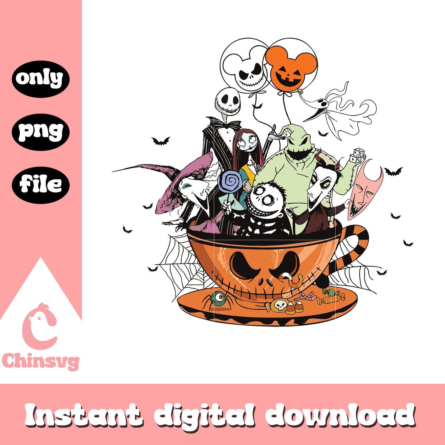 Night before christmas in cup png, disney jack skellington png