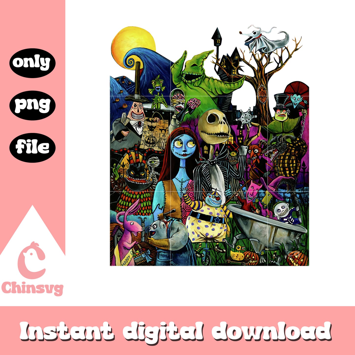 Nightmare before christmas characters art png, jack skellington movie png