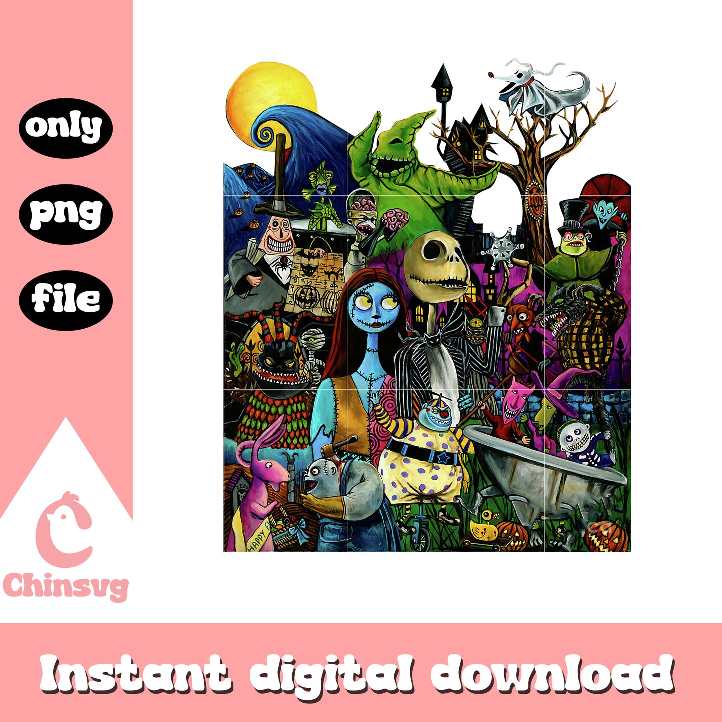 Nightmare before christmas characters art png, jack skellington png