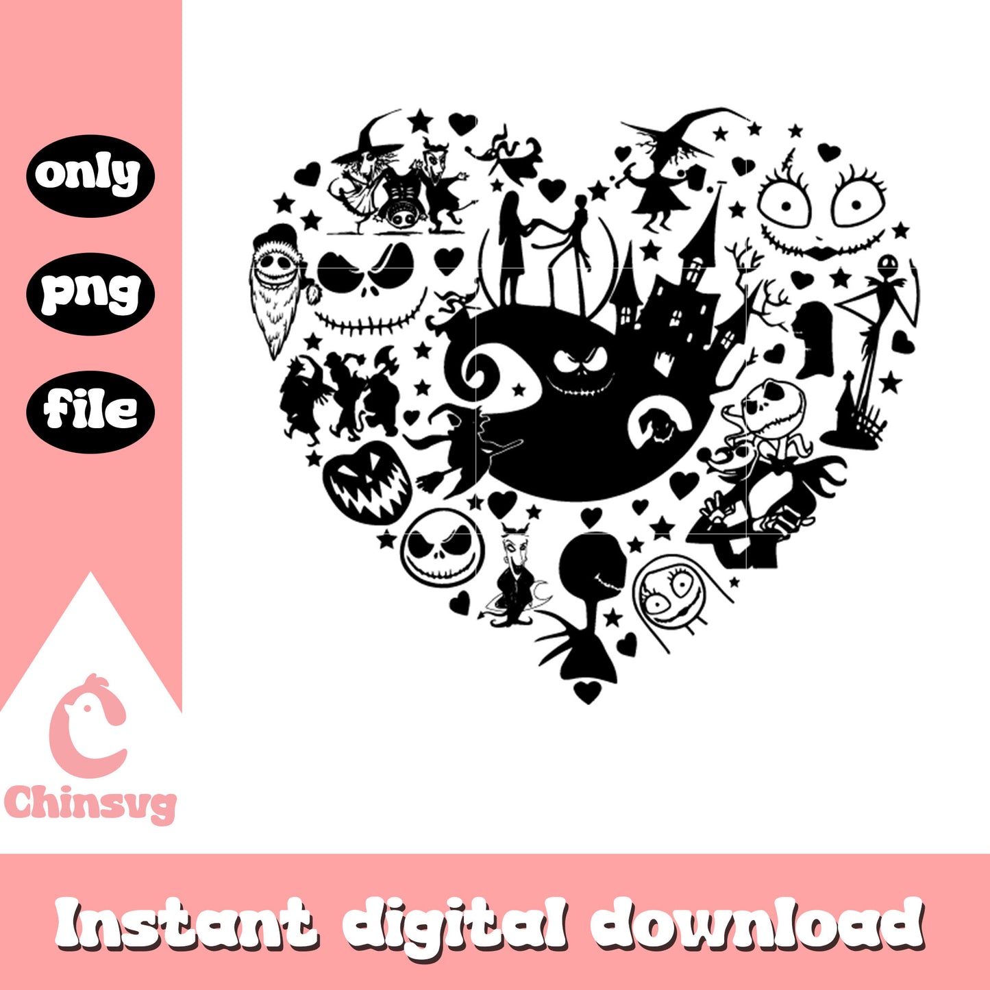 Nightmare before christmas characters heat shape png, jack skellington png