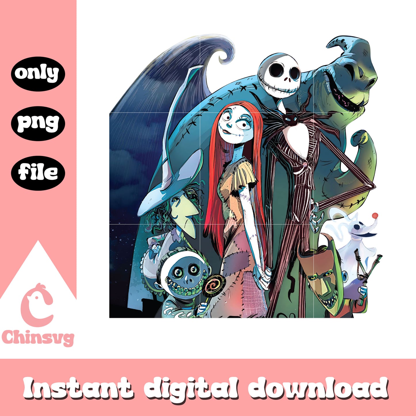 Nightmare characters gothic clipart png, nightmare before christmas novie png