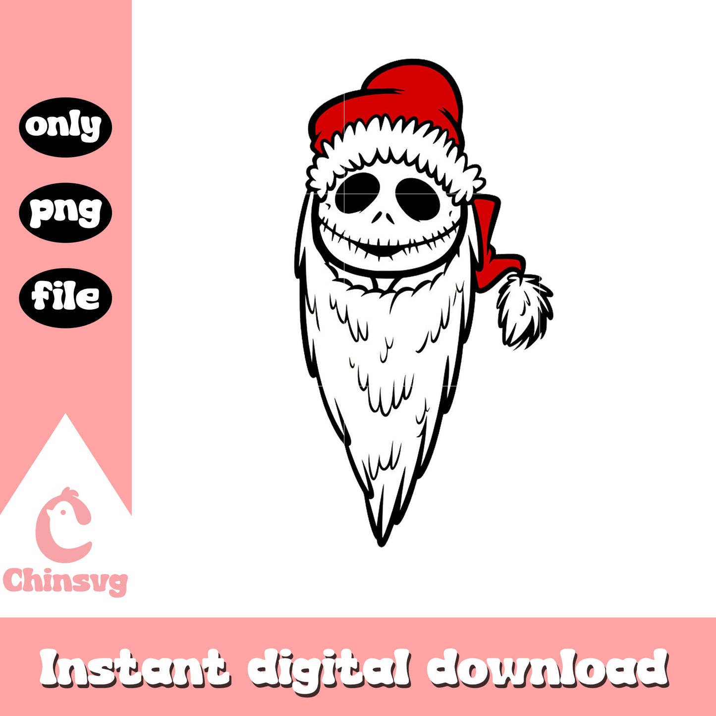 Nightmare movie santa face png, night before christmas santa png