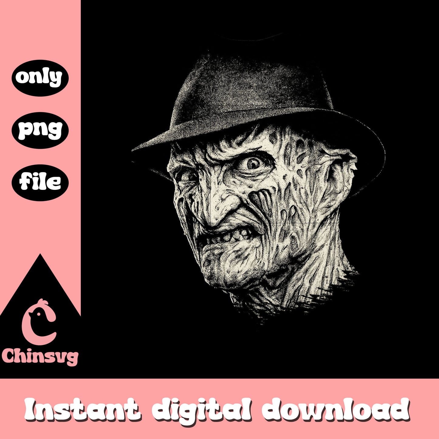 Nightmare on elm street freddy krueger face design png, halloween png