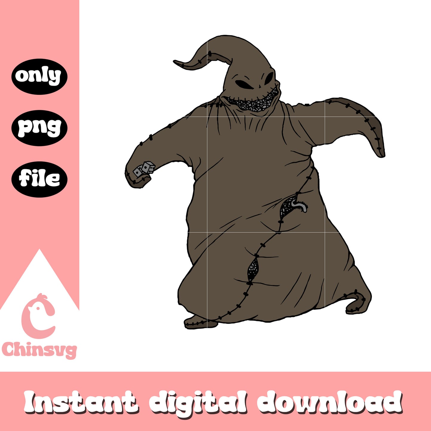 Nightmare oogie gothic design png, oogie the nightmare before christmas png