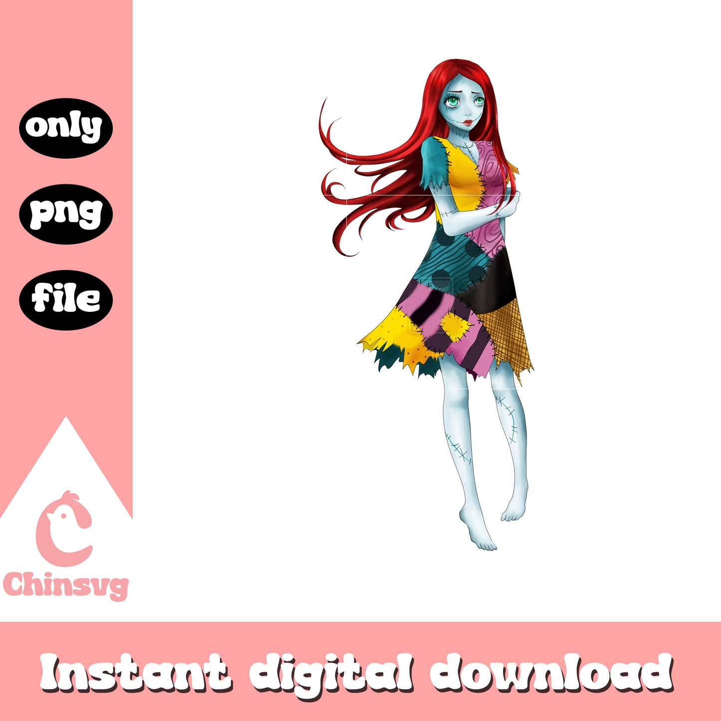 Nightmare sally design png, sally of nightmare before christmas png