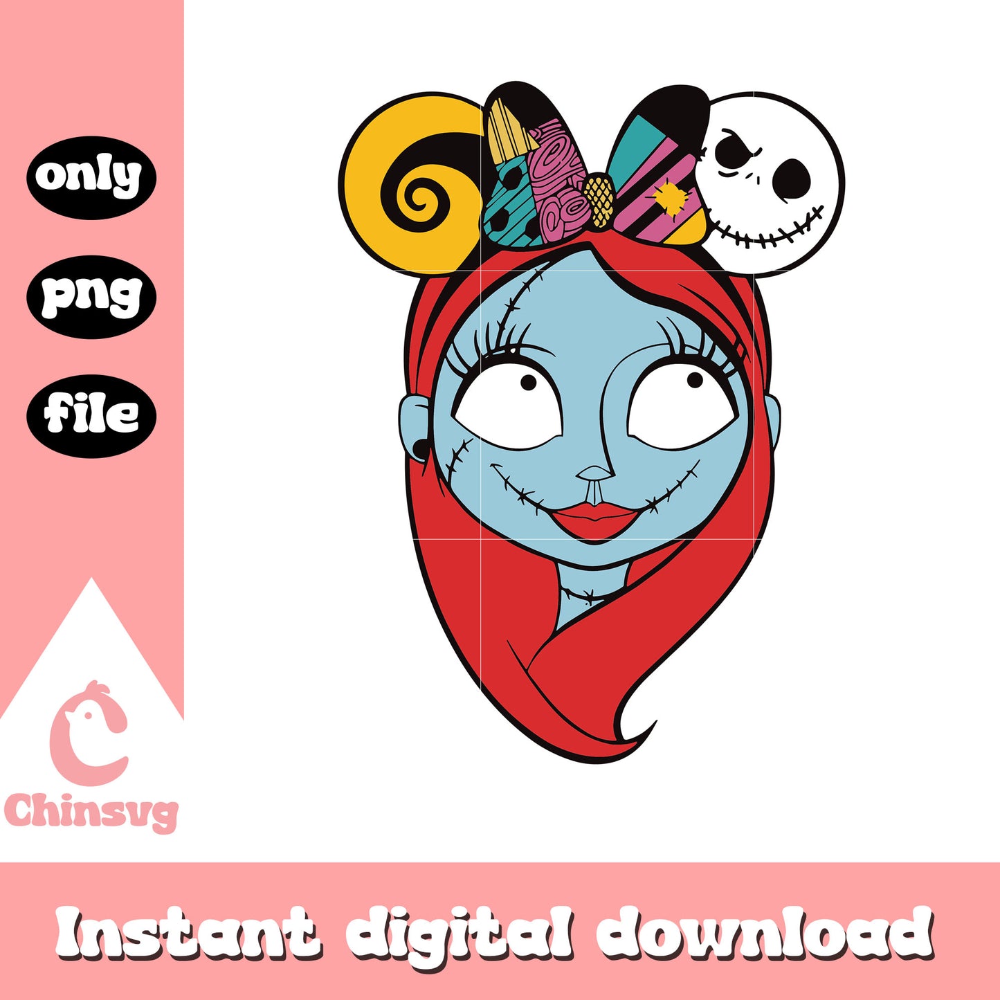Nightmare sally face design png, sally from nightmare before christmas png