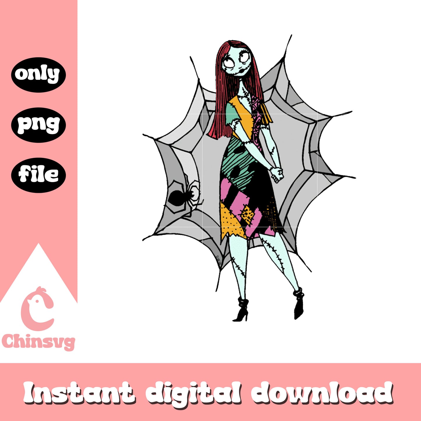Nightmare sally gothic spiderweb png, nightmare before christmas sally png