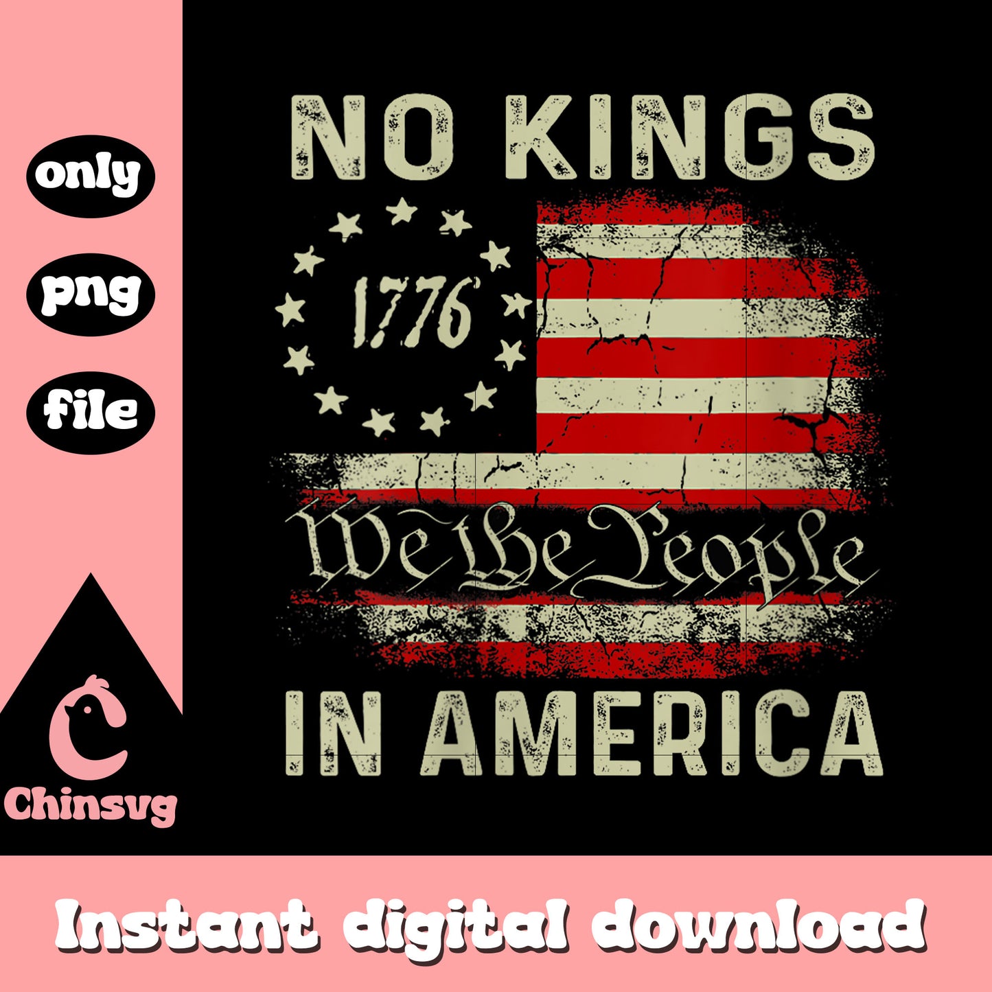 No kings in america flag vintage png, flag america png