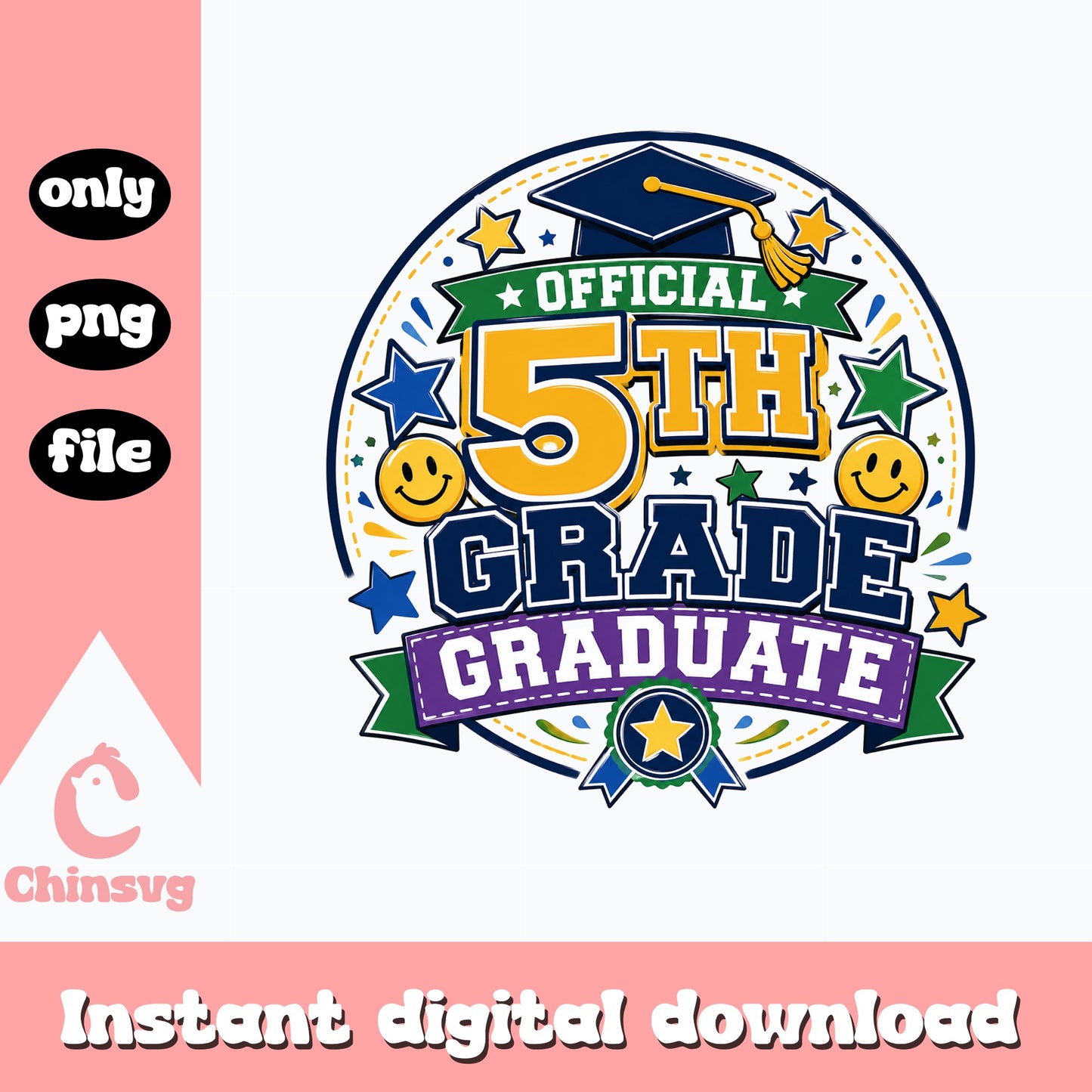 Official 5th Grade Graduate PNG, Graduation Clipart, School PNG