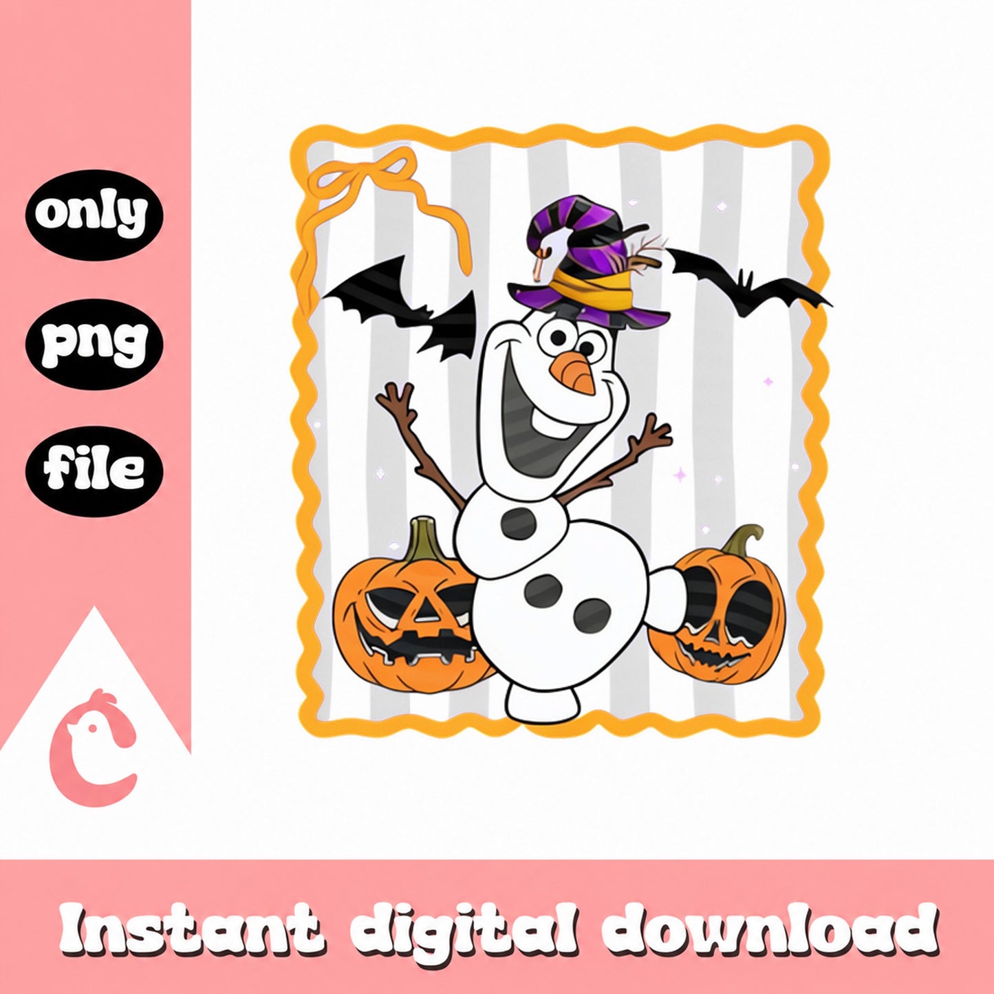 Olaf Halloween PNG, Disney Frozen Character, Pumpkin Witch Hat PNG