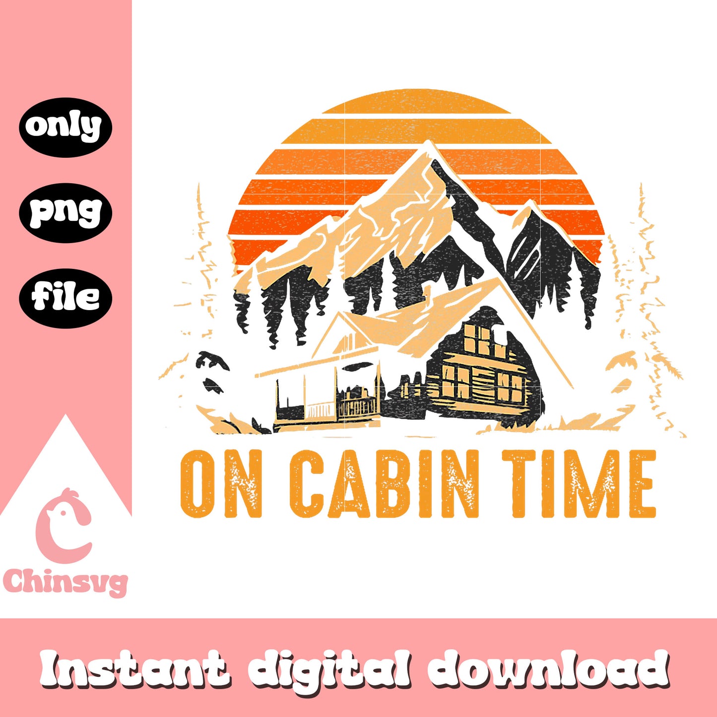 On cabin time png, go camping png, vintage picture png