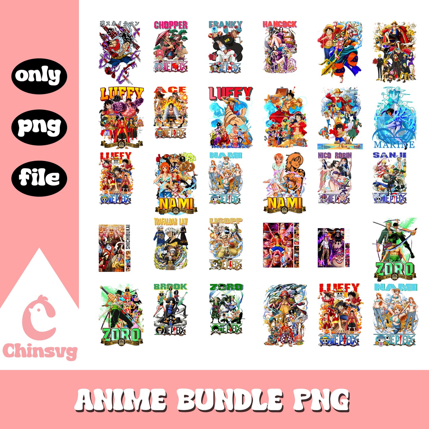 One piece anime movie characters bundle png