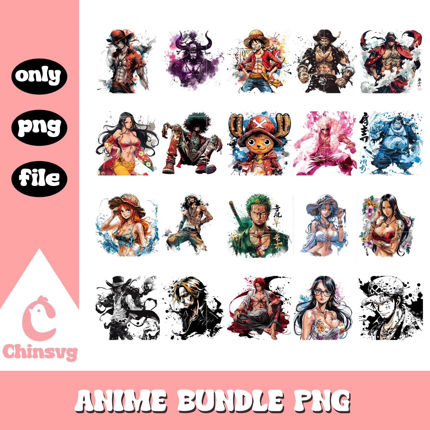 One piece characters anime movie bundle png
