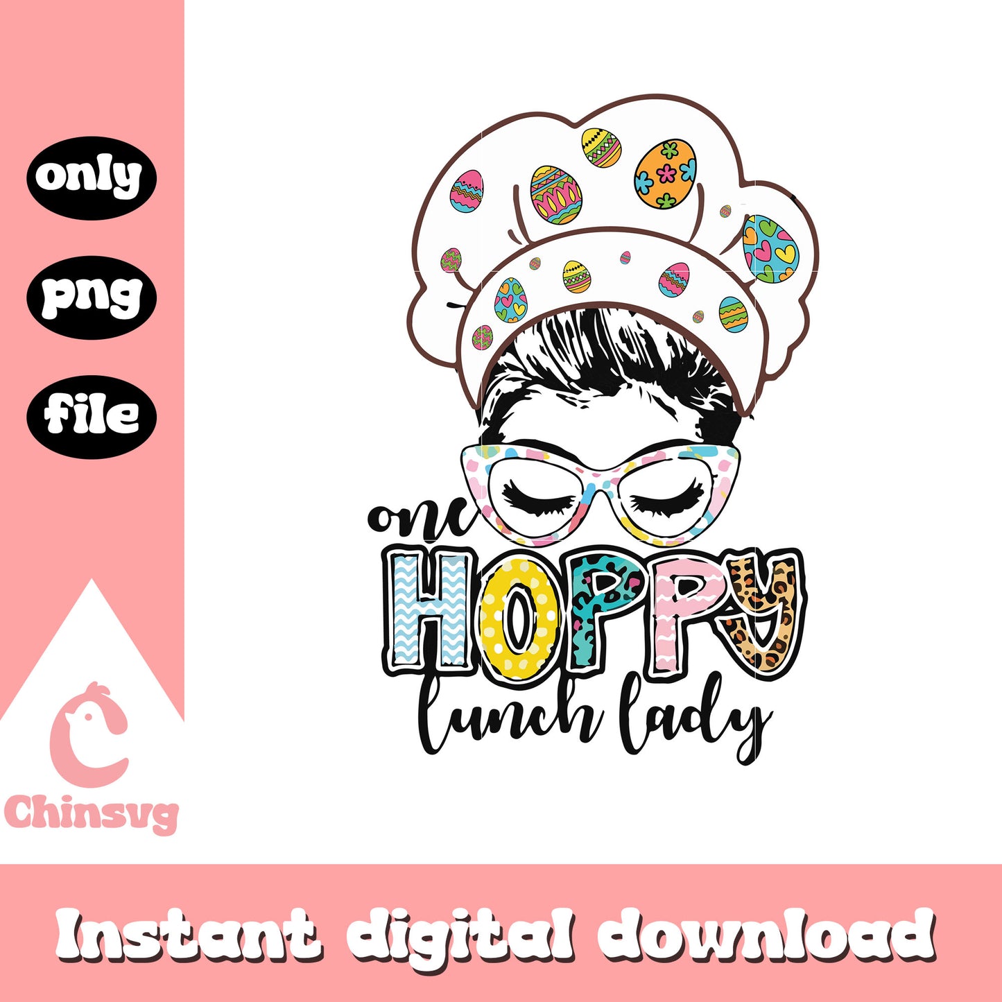 One hoppy lunch lady easter design png, easter day png