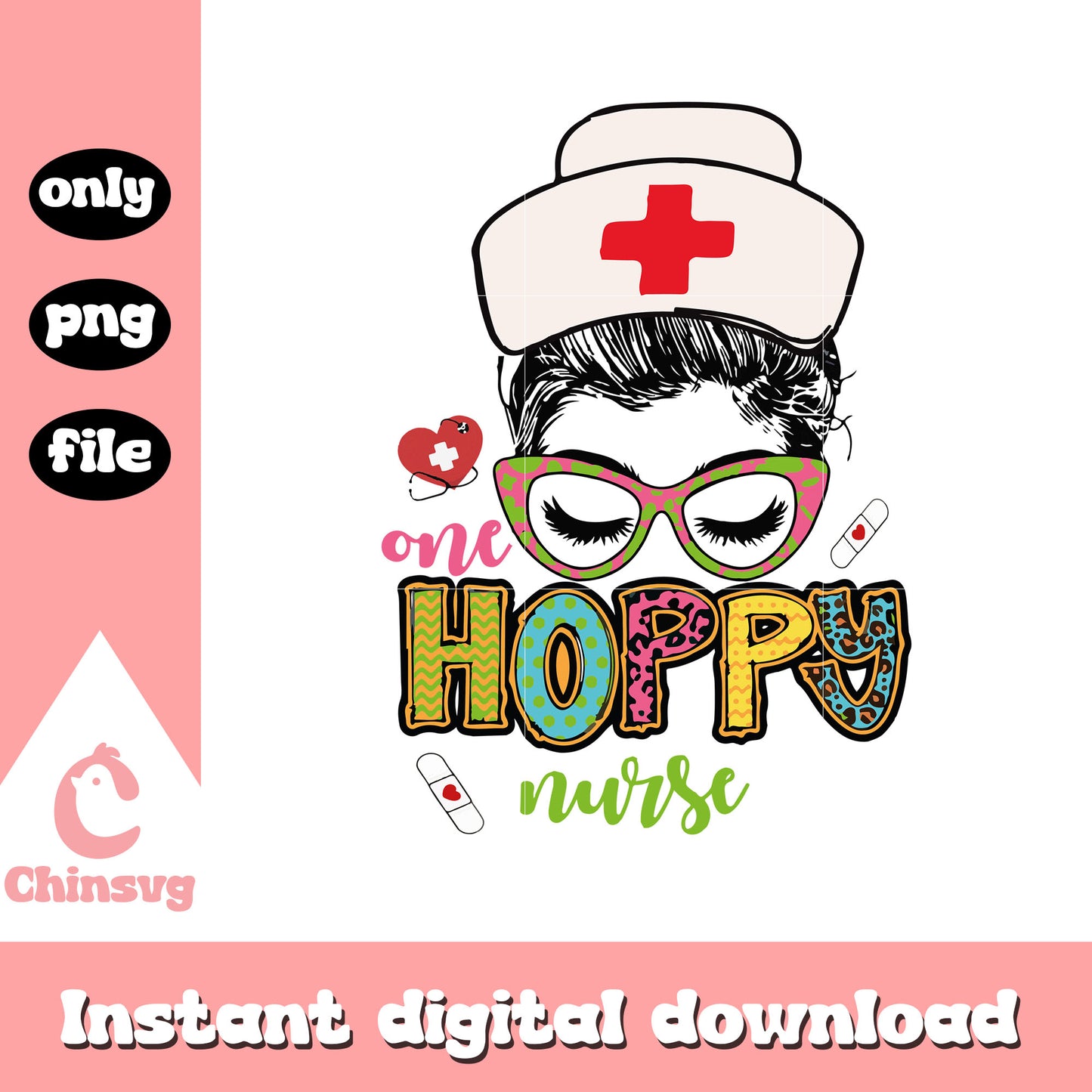 One hoppy nurse easter design png, easter day 2025 png