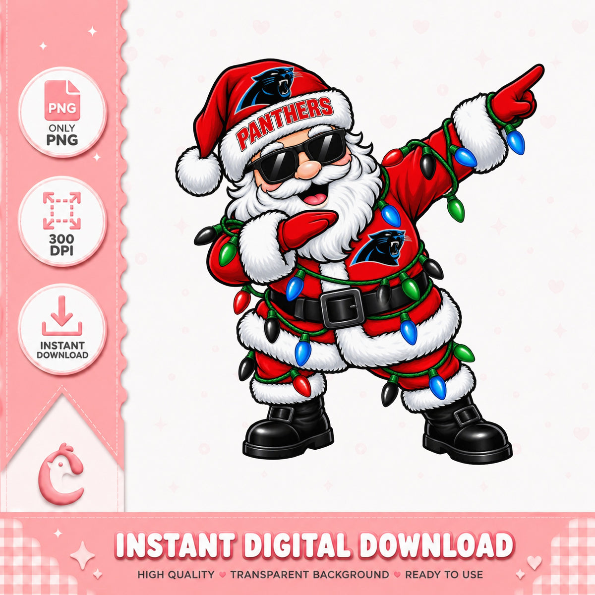 Panthers Santa Claus Dabbing PNG, Christmas Football PNG, NFL PNG