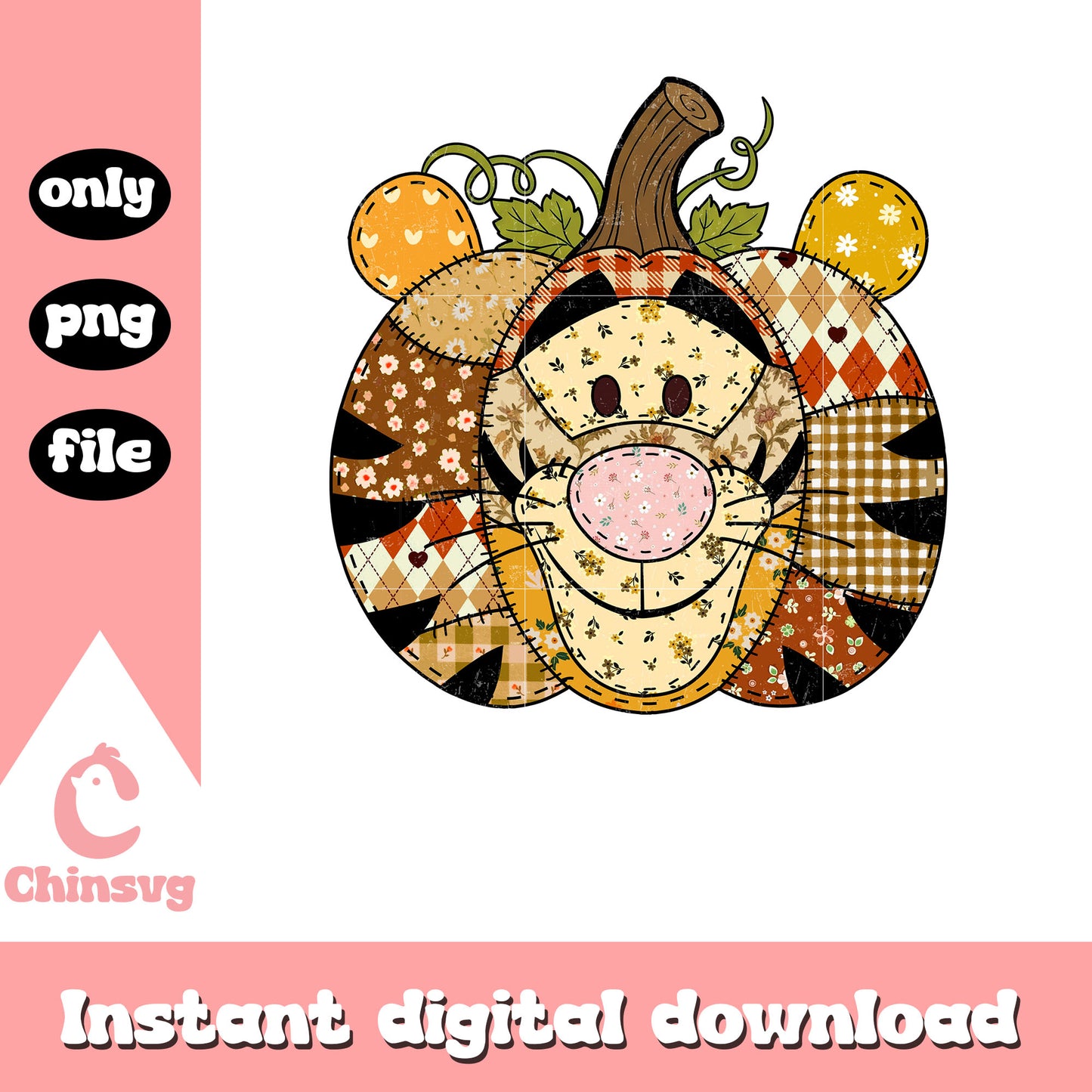 Patchwork pumpkin tiger disney png, disney halloween png, tiger png
