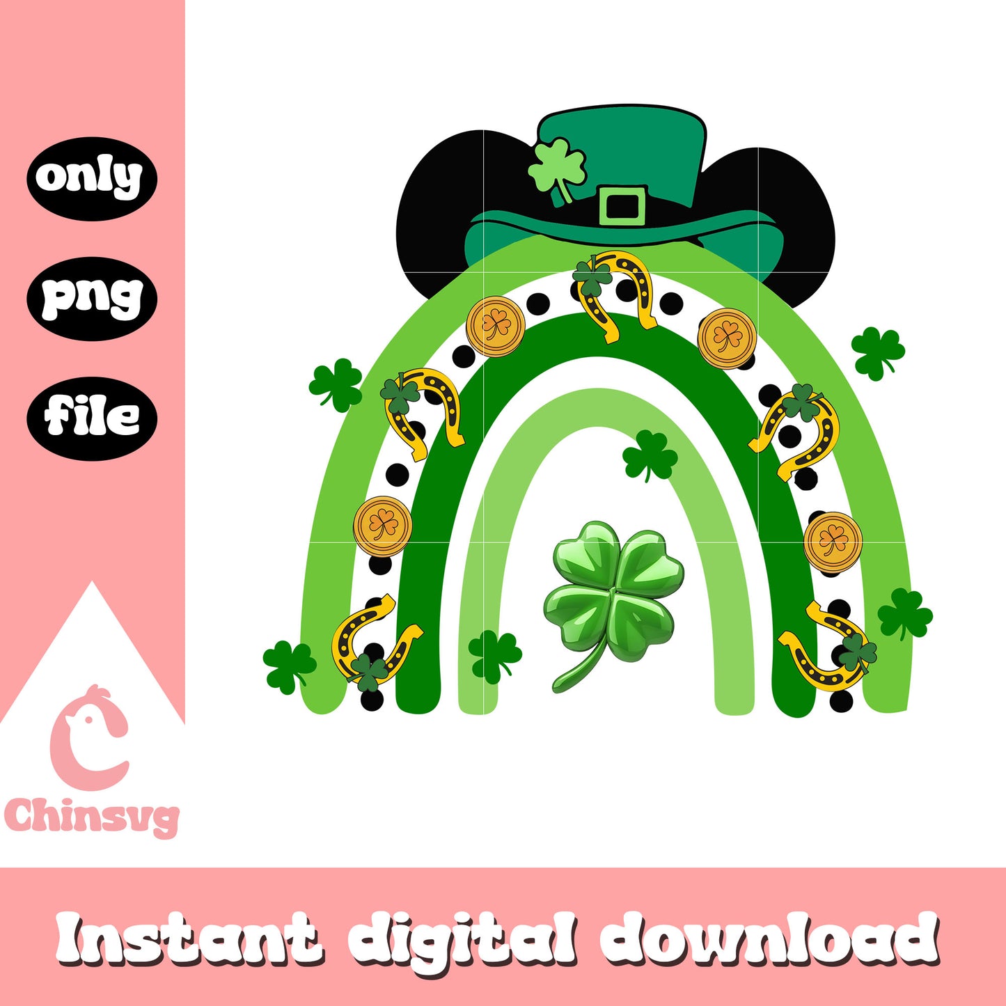 Patrick rainbow costume mickey head png, st. patrick's day png