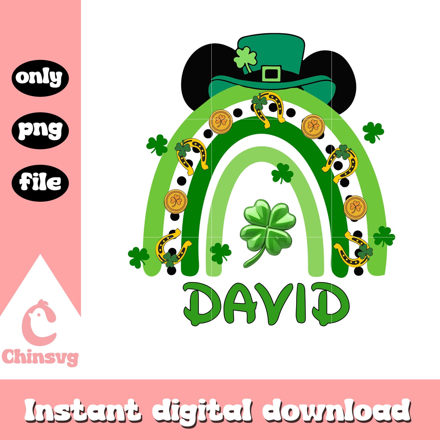 Patrick rainbow david mickey head png, st. patrick's day png