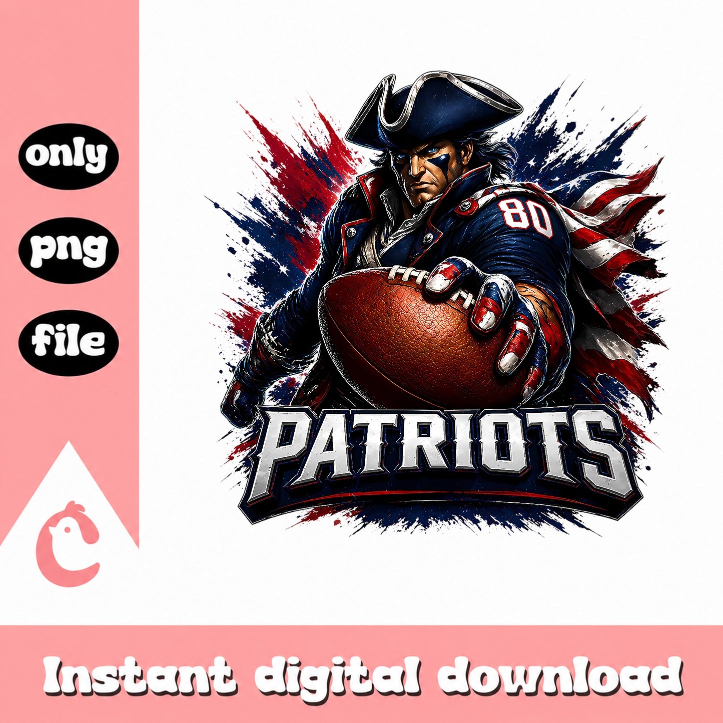 Patriots Football PNG, New England NFL Sublimation, Football PNG