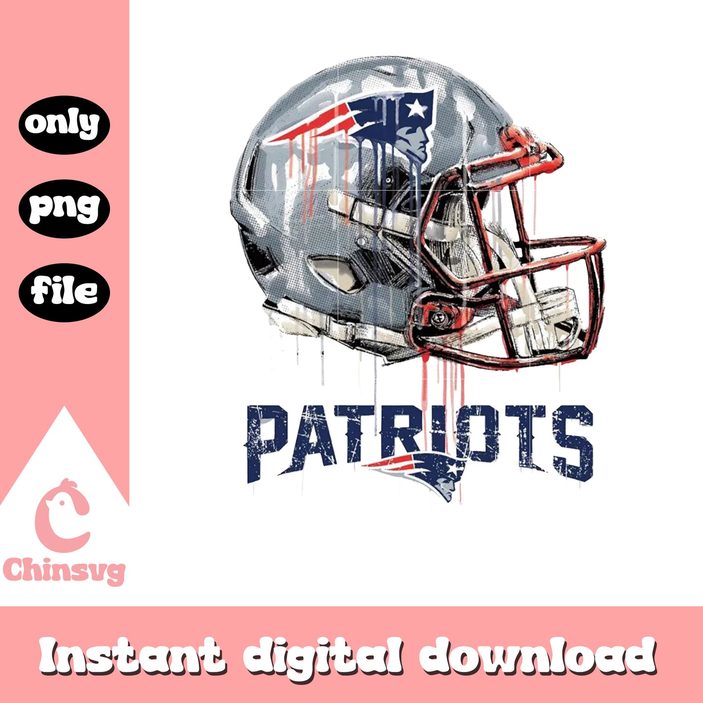 Patriots football helmet drip art png, New England Patriots png