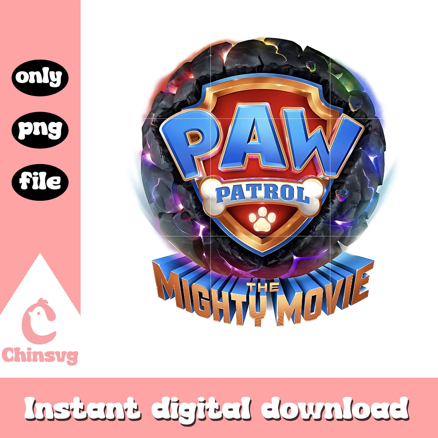 Paw patrol the mighty movie logo design png, paw patrol logo png