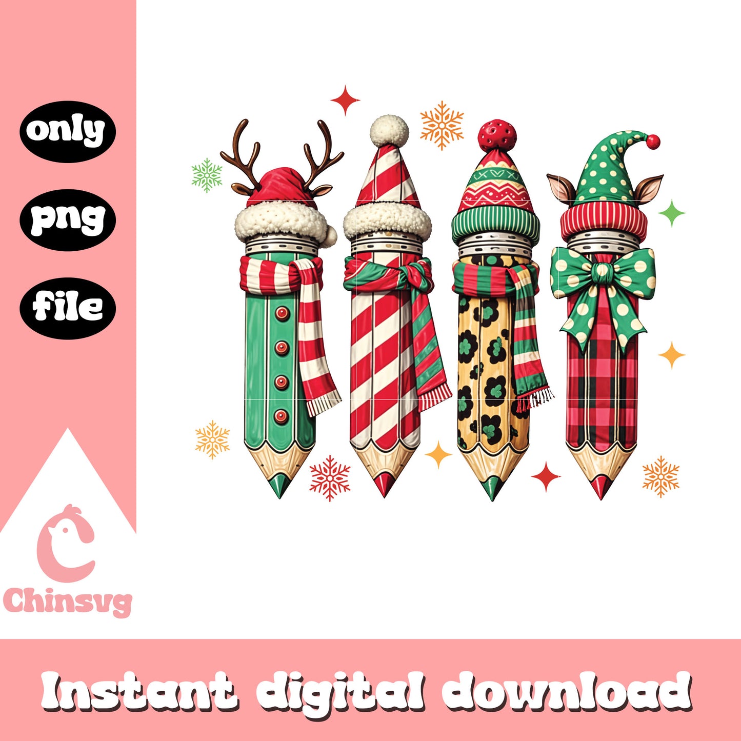 Pencil santa hat merry christmas png, christmas pencils png